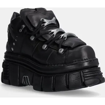 Pánská obuv Kožené tenisky New Rock Negro + Nomada Negro + Tower Negro Lateral E-14 M.106.S29 černá 99X, EUR 45