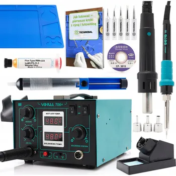 Páječka Pájecí Stanice Horkovzdušná Pistole YIHUA 706+ Sada s Podložkou, Hroty a Odsávačkou