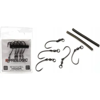 Rybářský háček Otočné háčky Prologic Swivel Hook CS Barbed Háčky 5 ks