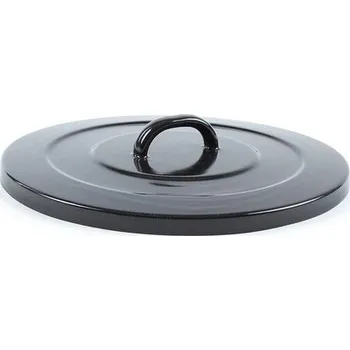 Poklice SMALTOVANÁ POKLICE NA HRNEC ČERNÁ S UCHEM BELIS VELKÁ 14 CM