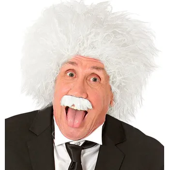 Karnevalový kostým Bílá paruka Einstein s knírkem