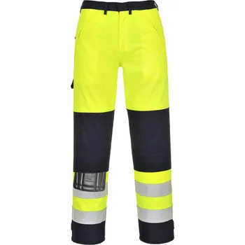 Pánské kalhoty PORTWEST Kalhoty FR62 Hi-Vis Multi-Norm, do pasu POR-FR62YNRL L Žlutá/navy