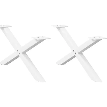 Jídelní stůl zahrada-XL Nohy konferenčního stolku ve tvaru X, 2 ks, bílé, 70 x (30-31) cm, ocel 4012885