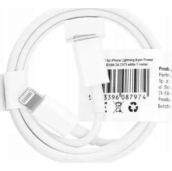 Datový kabel Kabel PartnerTelekom USB-C - Apple Lightning 1 m bílý