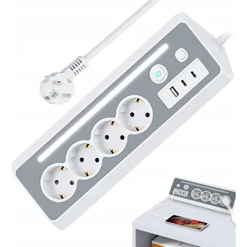 Napájecí kabel Prodlužovací Kabel lištový Bedee 1,5 m, 4 ks zásuvek, bílý