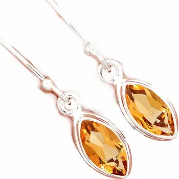 Náušnice Citrín broušený náušnice stříbro Ag 925 E1860 0,8 cm, 2,7 g