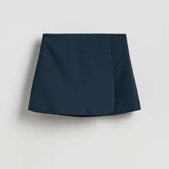 Reserved - Kraťasová sukně s příměsí viskózy - tmavomodrá - 183GU-59X - 183GU-59X-M