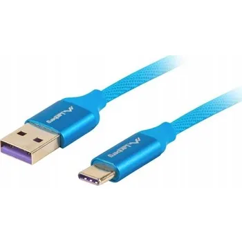 Datový kabel Kabel Lanberg USB - USB typ C, 1 m, modrý