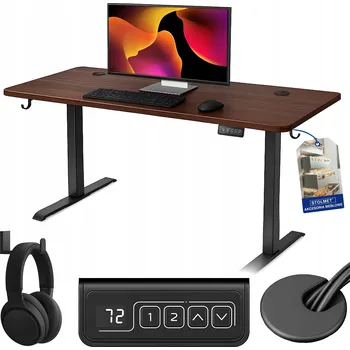 Psací stůl Elektrický výškově nastavitelný stůl 120x60 cm, rozsah 72-118 cm, dub, s LED osvětlením