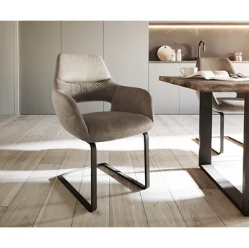 Jídelní židle DELIFE Jídelní židle Yago-Flex s područkami mikrovlákno taupe vintage jídelní židle plochá černá taštičkové pružiny