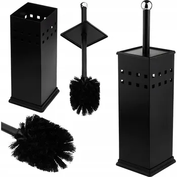 WC štětka IDEÁLNÍ SADA DO KOUPELNY WC ŠTĚTKA S NÁDOBOU KOVOVÁ ČERNÁ 1106