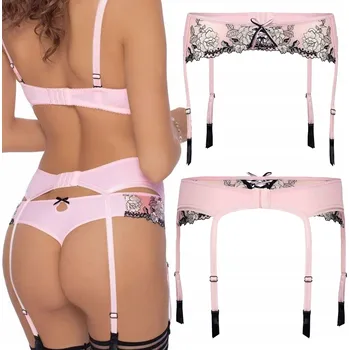 Podvazkový pás Elegantní Smyslný Podvazkový Pás s Květinovým Vzorem L Růžový