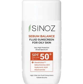 Přípravek na opalování Sinoz - Fluidní opalovací krém pro mastnou pleť regulující tvorbu kožního mazu SPF50+ / PA++++, 50 ml