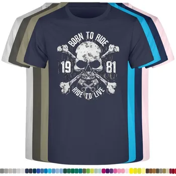 Pánské tričko levne-bavlnene-tricko-potisk-1981-chopper Barva: Navy - tmavě modrá, velikost: S