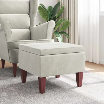 Stolička zahrada-XL Stolička s dřevěnými nohami krémová samet 329466