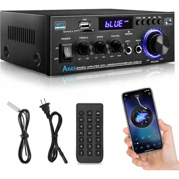Hi-Fi komponenty HIFI STEREO ZESILOVAČ 400W+400W BLUETOOTH 5.0 MINI AUDIO PŘEHRÁVAČ AK45