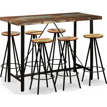 Jídelní set VidaXL Barový set z masivního recyklovaného dřeva, 7 ks