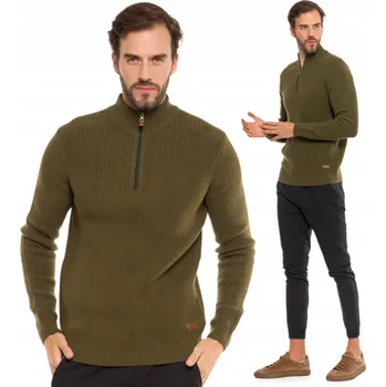 Pánský svetr Pánský svetr na knoflíky se stojáčkem Moraj Classic Khaki vel. S