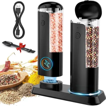 Mlýnek na koření ELEKTRICKÝ MLÝNEK NA PEPŘ A SŮL, AKUMULÁTOROVÝ, USB, SADA 2 KS