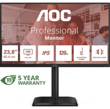 Monitor AOC MT 23,8" 24E4U - 1920x1080,IPS,120Hz,1xVGA,1xHDMI,1xDP,USBhub,Repro,Pivot
