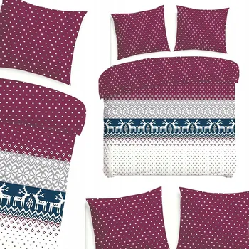 Povlečení Povlečení vánoční 160x200 FLANELOVÉ BAVLNĚNÉ S CHLOUPKEM sobi a puntíky