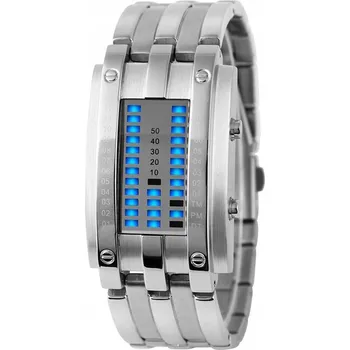 Hodinky SKMEI binární stříbrné černé LED