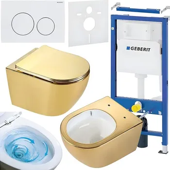 Klozet BPS-koupelny Podomítkový modul Geberit DuoFix s WC mísou MU-GL-WH-TR-03 + ovládací tlačítko Delta 20 bílá