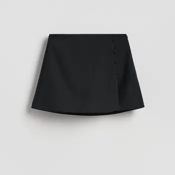 Reserved - Kraťasová sukně s příměsí viskózy - černý - 183GU-99X - 183GU-99X-XL