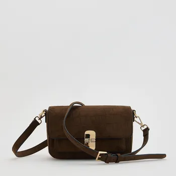 Kabelka Reserved - Kabelka na rameno z umělé semiše - tmavě hnědá - 748FC-89X - 748FC-89X-ONE