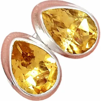 Náušnice Citrín broušený náušnice pecky stříbro Ag 925 E894 0,5 cm, 1,8 g