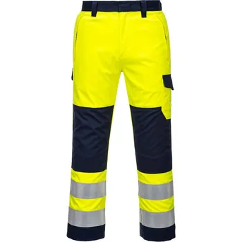 Pracovní oblečení PORTWEST Kalhoty Hi-Vis Modaflame MV46 do pasu, reflexní POR-MV46YNRM M Žlutá/navy