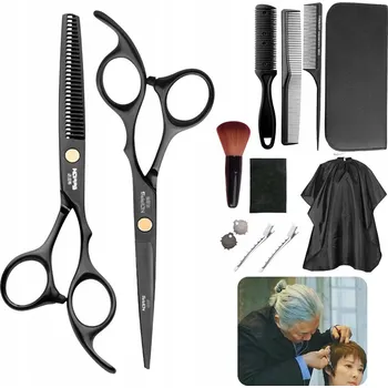 Kadeřnické nůžky Kadeřnické a holičské potřeby nůžky prostřihávací pláštěnka sada V POUZDRU