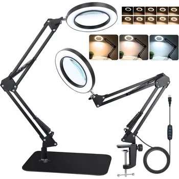 LAMPA S LUPOU KOSMETICKÁ LED LUPA NA ČTENÍ STOLNÍ LAMPA 10X