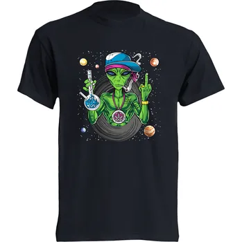levne-bavlnene-tricko-potisk-Bong-Alien Barva: Black -černá, velikost: 4XL