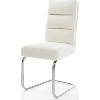 Jídelní židle DELIFE Jídelní židle Pela-Flex bouclé měkký béžová jídelní židle plochá nerezová ocel taštičkové pružiny