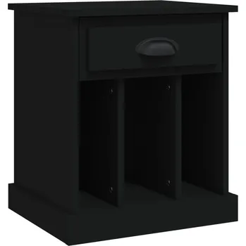 Noční stolek Černý noční stolek se zásuvkou a 3 přihrádkami 43 x 36 x 50 cm