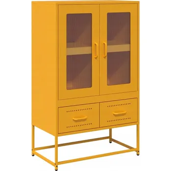 Příborník do zásuvky Ocelová skříňka/kredenc hořčicové barvy, 68 x 39 x 111,5 cm se 4 přihrádkami