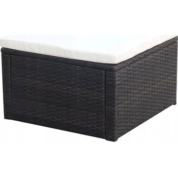 Taburet Stylový hnědý ratanový puf s krémovým polštářem 53x53x30 cm