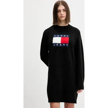 Dámská móda Šaty z vlněné směsi Tommy Jeans DW0DW21462 černá 99X, vel. S