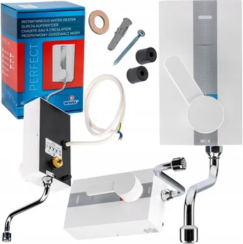 Průtokový ohřívač PRŮTOKOVÝ OHŘÍVAČ VODY 5,0 KW MIX-50/150mm SE SMĚŠOVAČEM A VÝPUSTÍ 230V