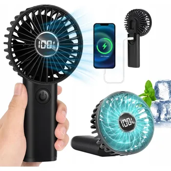Domácí ventilátor PŘENOSNÝ MINI RUČNÍ VENTILÁTOR 6 RYCHLOSTÍ VĚTRU LED DISPLEJ 3600 MAH