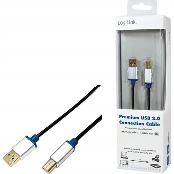 Datový kabel Kabel USB 2.0 LogiLink Premium BUAB220 A/B 2 m