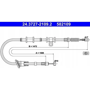Brzdová hadice ATE 24.3727-2109.2 Lanko ruční brzdy