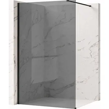 Bezrámová sprchová zástěna REA FLEXI BLACK 80 cm, černá mat/šedá kouřová - bez vaničky