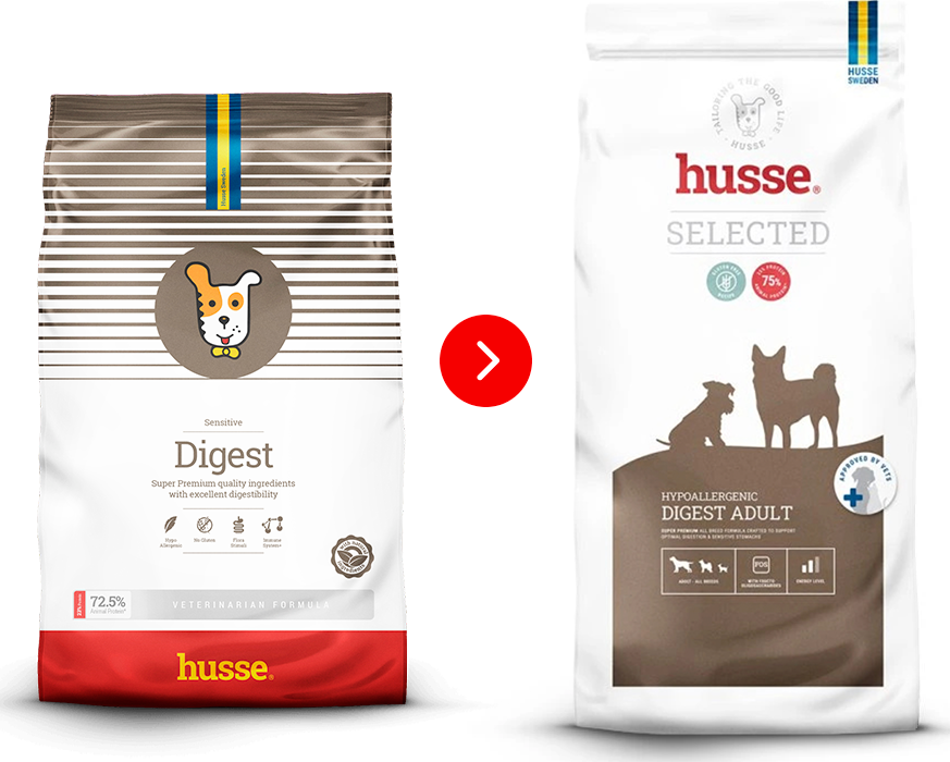 Husse Hypoallergenic Digest Adult (dříve Sensitive Digest) | Kompletní hypoalergenní krmivo s jehněčím masem pro psy s citlivým zažíváním a s bílou srstí Balení: 2 kg