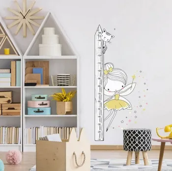 Inspio Samolepky do dětského pokoje - INSPIO víla ve dvou barvách - dětský metr N.1. – ŽLUTÁ víla, 150cm metr (1240)