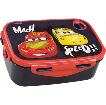 Svačinový box SVAČINOVÝ BOX svačinový box chlebník uzavíratelný ze 4 stran Zygzak McQueen Auta