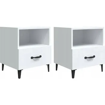 Noční stolek Bílé noční stolky z dřevotřísky 40 x 35 x 47,5 cm