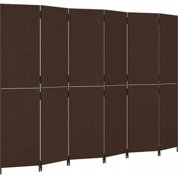 Paraván Paraván z polyratanu, 6 panelů, hnědá barva, 294x200 cm