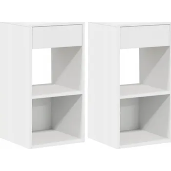 Noční stolek Bílá noční stolek s 1 zásuvkou, 35 x 34 x 66,5 cm, materiál na bázi dřeva